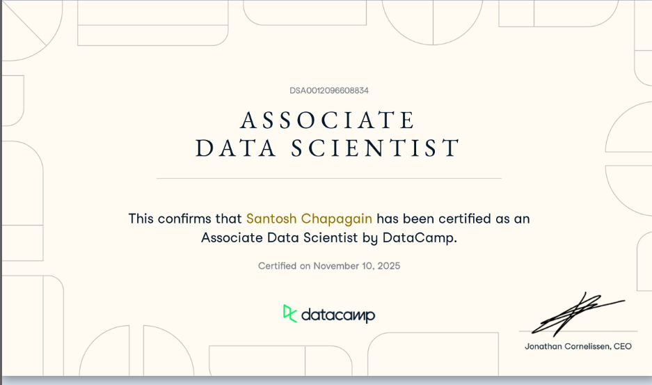Associate Data Scientist by DataCamp